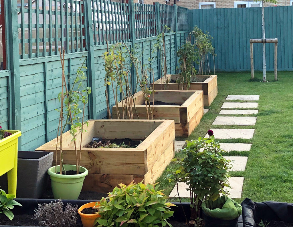 Maria's raised beds in Biggleswade built using sleeper kits