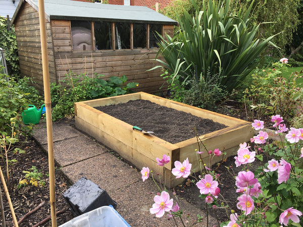 Simon's raised bed garden in Leicestershire